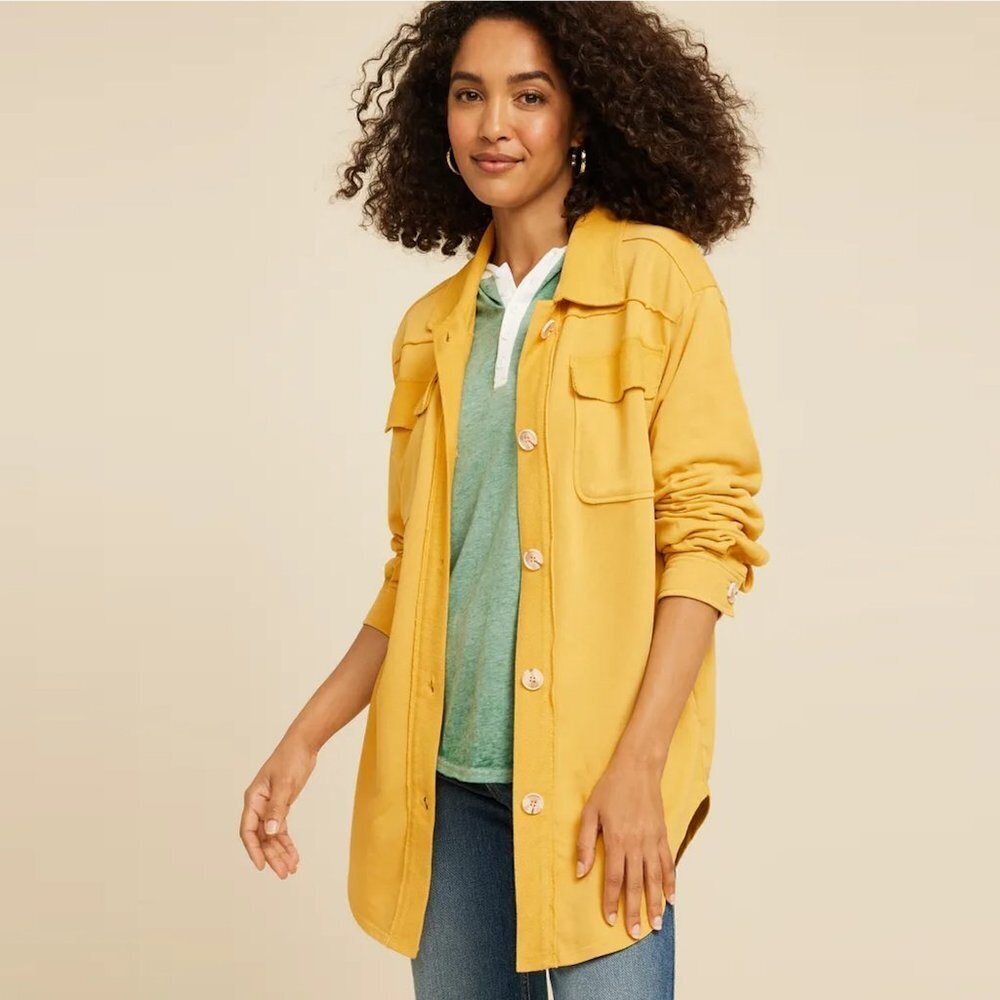 New Maurices Golden Aura Cotton Collegiate Shacket Shirt Size 3X